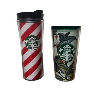 Starbucks Tumbler Bundle: Red Candy Cane & Botanical Floral Print